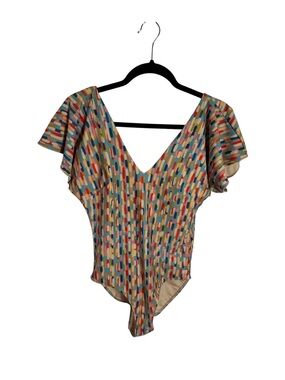 Albion Fit Destiny One Piece Swimsuit Size M Athens Sunset Flutter Sleeve